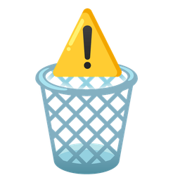 warning and wastebasket