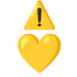warning and yellow heart