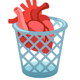 wastebasket and anatomical heart