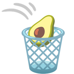 wastebasket and avocado
