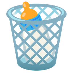 wastebasket and baby bottle