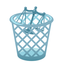 wastebasket and balance scale