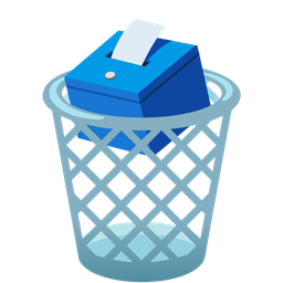 wastebasket and ballot box with ballot