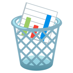 wastebasket and bar chart