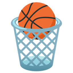 wastebasket and basketball