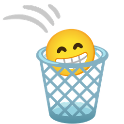Wastebasket and Beaming face with smiling eyes