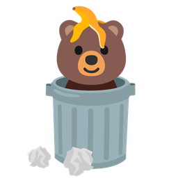 wastebasket and bear