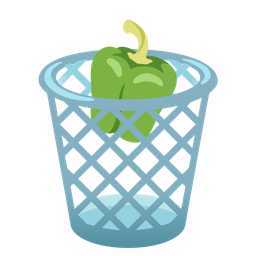 wastebasket and bell pepper