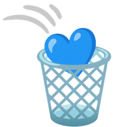 wastebasket and blue heart