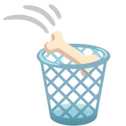 wastebasket and bone