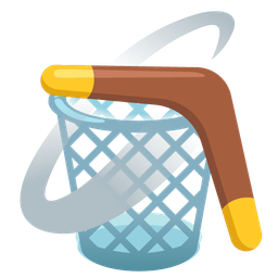 wastebasket and boomerang