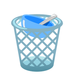 wastebasket and bowl with spoon