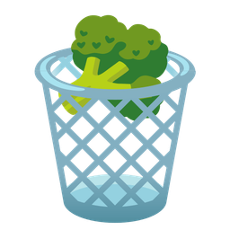 wastebasket and broccoli