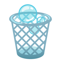 wastebasket and bubbles
