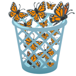 wastebasket and butterfly