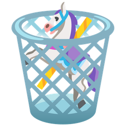 wastebasket and carousel horse
