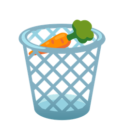 wastebasket and carrot
