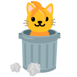 wastebasket and cat face