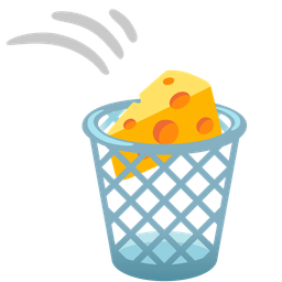 wastebasket and cheese wedge