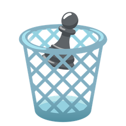wastebasket and chess pawn