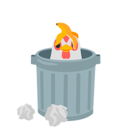wastebasket and chicken