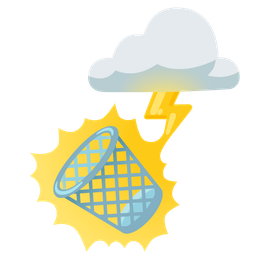 wastebasket and cloud with lightning