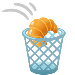 wastebasket and croissant