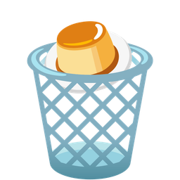 wastebasket and custard