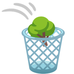 wastebasket and deciduous tree