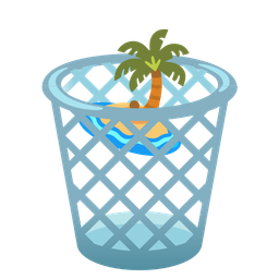 wastebasket and desert island