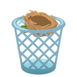 wastebasket and empty nest