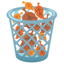 wastebasket and fallen leaf