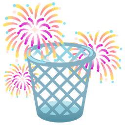 wastebasket and fireworks