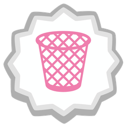 wastebasket and fish cake with swirl