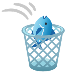 wastebasket and fish