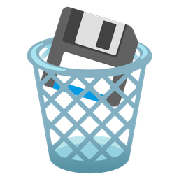wastebasket and floppy disk