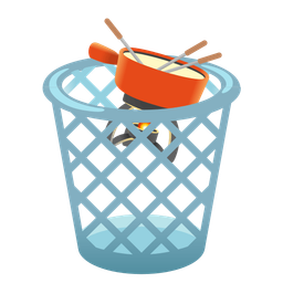 wastebasket and fondue