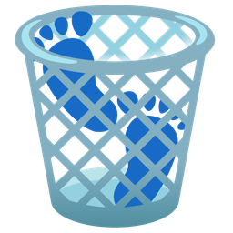 wastebasket and footprints