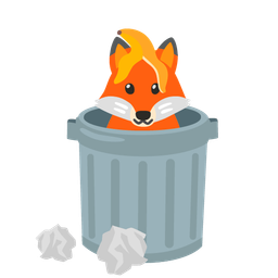 wastebasket and fox