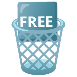 wastebasket and FREE button