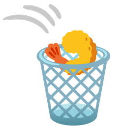 wastebasket and fried shrimp