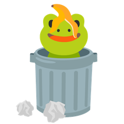 wastebasket and frog