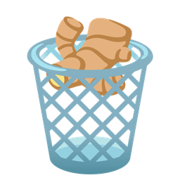 wastebasket and ginger root