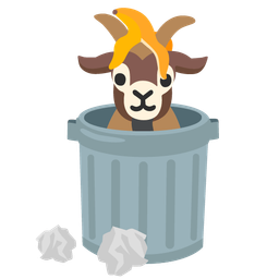 wastebasket and goat