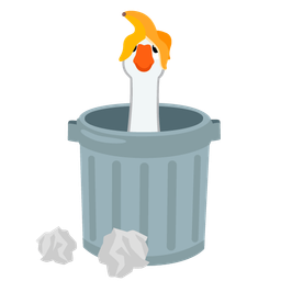 wastebasket and goose