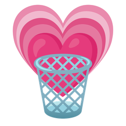 wastebasket and growing heart