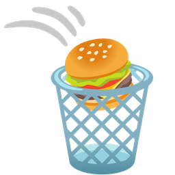 wastebasket and hamburger