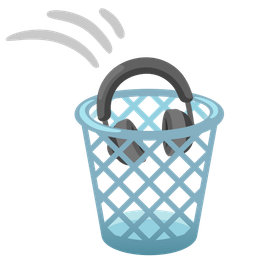 wastebasket and headphone