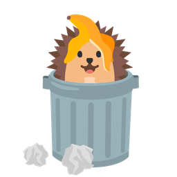 wastebasket and hedgehog