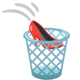 wastebasket and high-heeled shoe